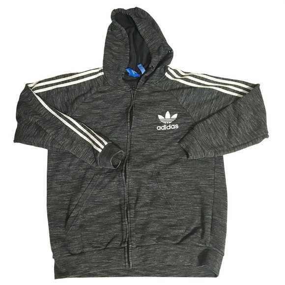 adidas Other - Adidas Originals Mens XL Full Zip Hoodie Charcoal Grey Trefoil 3 Stripe Jacket